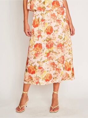 dRa Los Angeles for Anthropologie Amelia Midi skirt Positano Floral size M and L